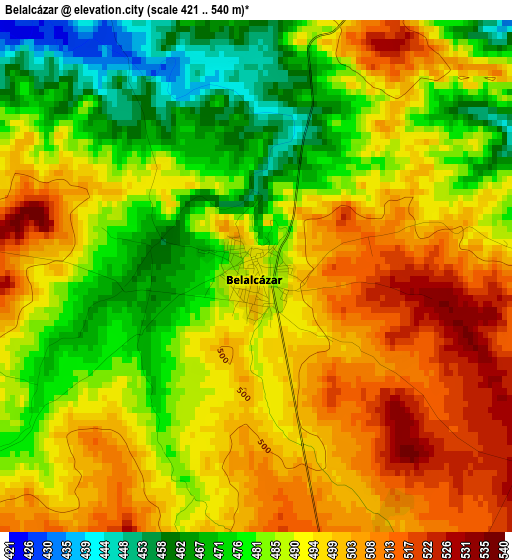 Belalcázar elevation map