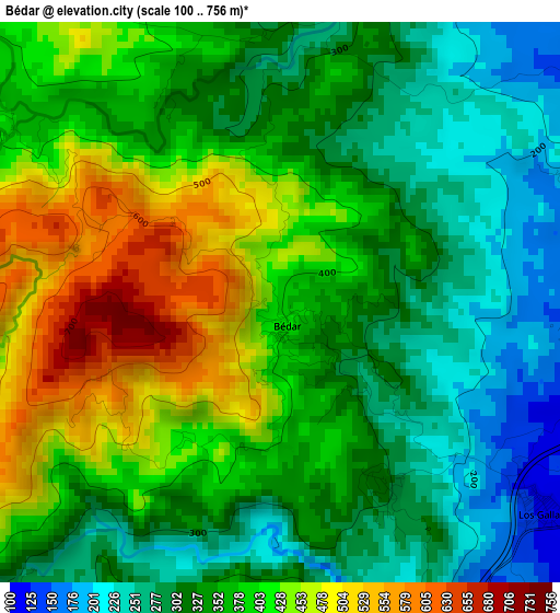 Bédar elevation map