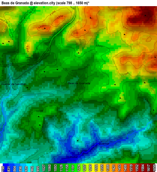 Beas de Granada elevation map