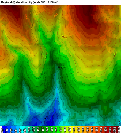 Bayárcal elevation map