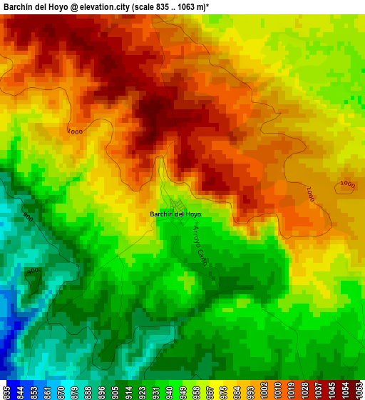 Barchín del Hoyo elevation map