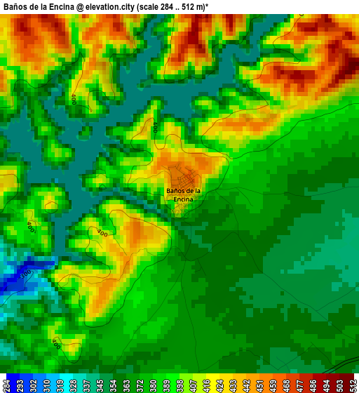 Baños de la Encina elevation map