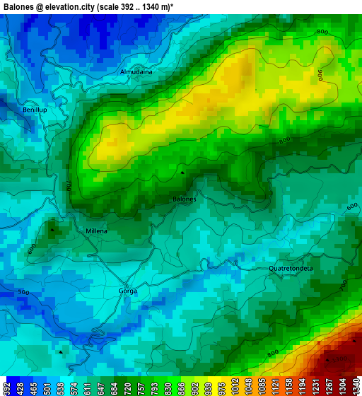 Balones elevation map