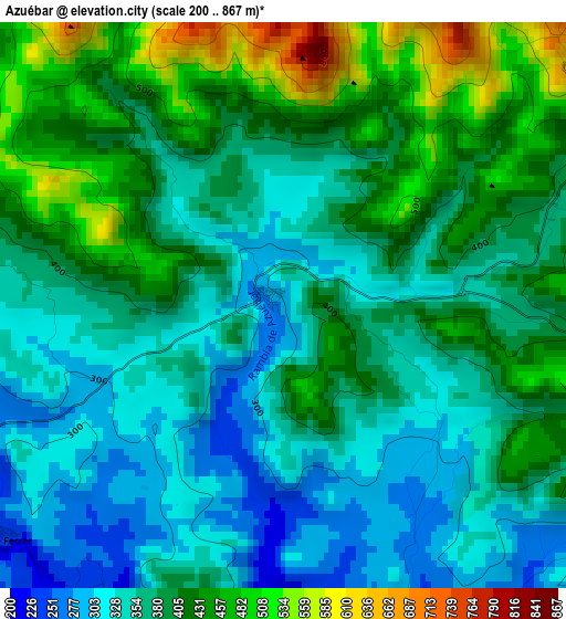 Azuébar elevation map