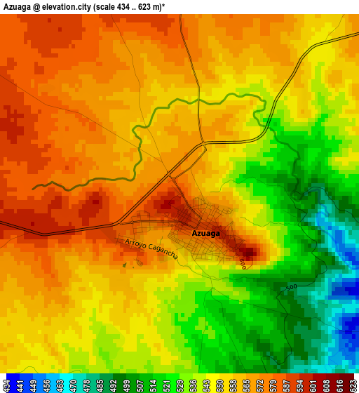 Azuaga elevation map