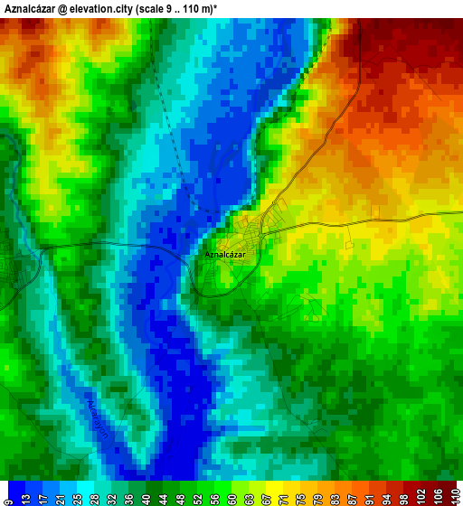 Aznalcázar elevation map