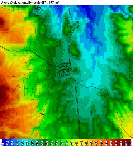 Ayora elevation map