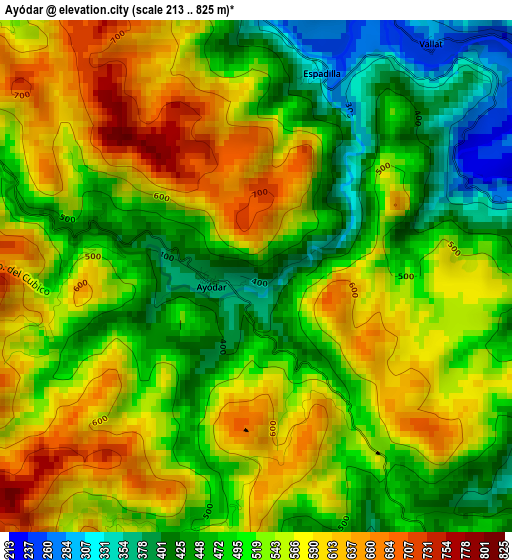 Ayódar elevation map