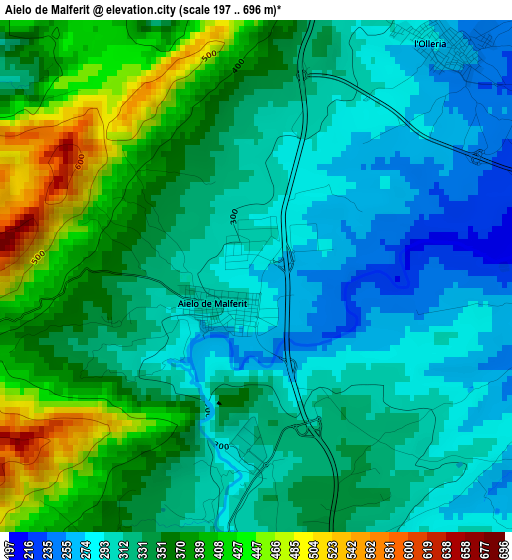 Aielo de Malferit elevation map