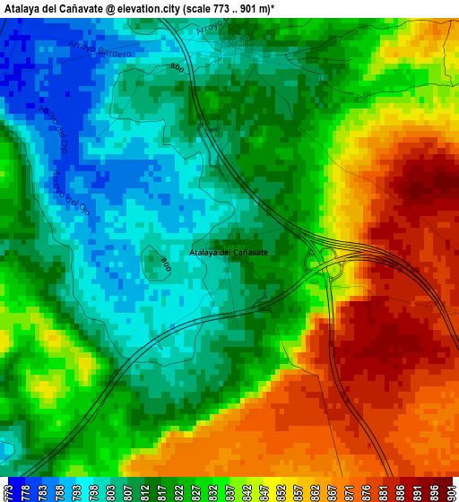 Atalaya del Cañavate elevation map