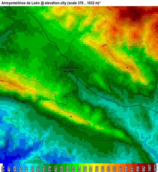 Arroyomolinos de León elevation map