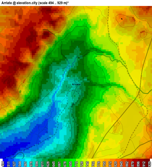 Arriate elevation map