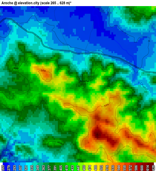 Aroche elevation map