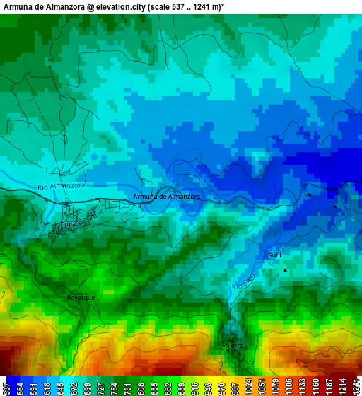 Armuña de Almanzora elevation map