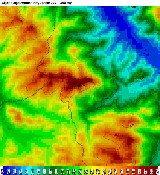 Arjona elevation map