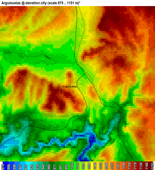 Arguisuelas elevation map