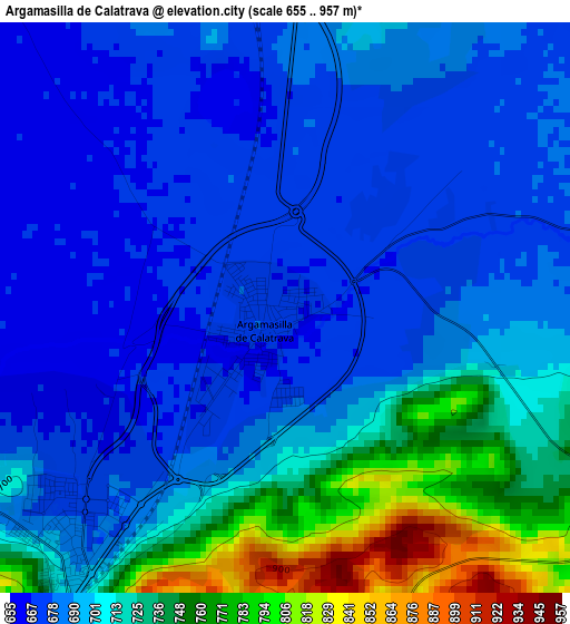 Argamasilla de Calatrava elevation map