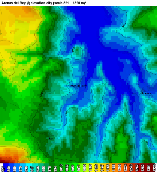 Arenas del Rey elevation map