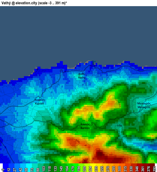 Vathý elevation map