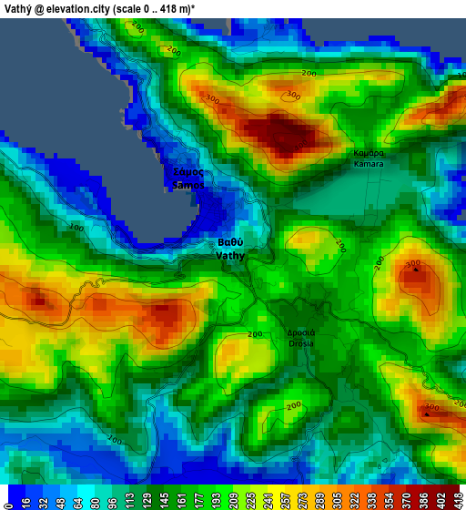 Vathý elevation map