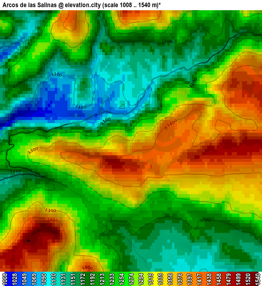 Arcos de las Salinas elevation map