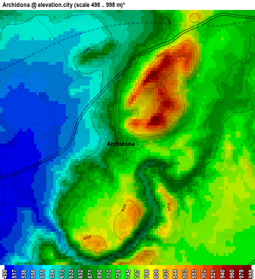 Archidona elevation map