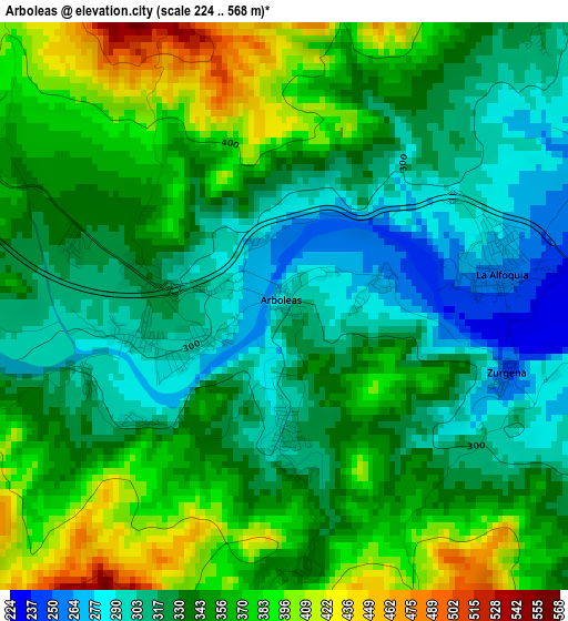 Arboleas elevation map