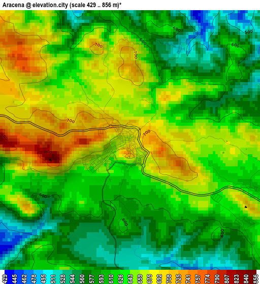 Aracena elevation map