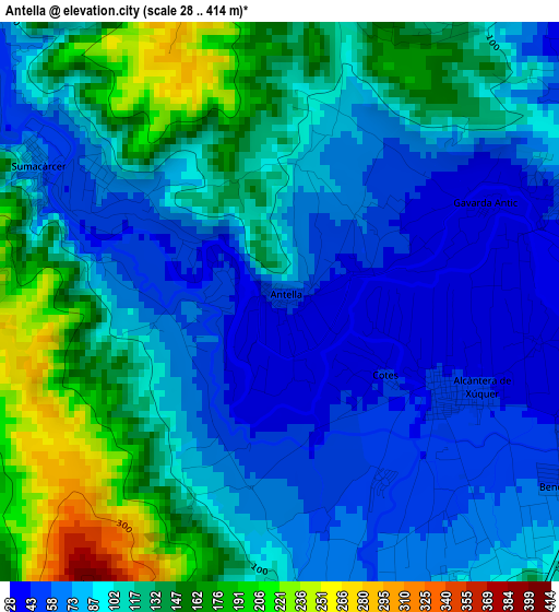 Antella elevation map