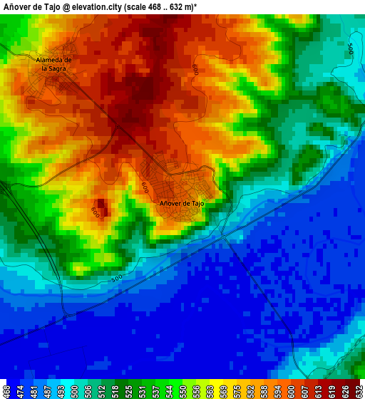 Añover de Tajo elevation map