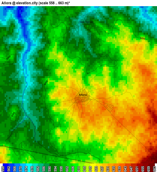 Añora elevation map