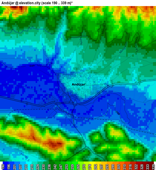 Andújar elevation map