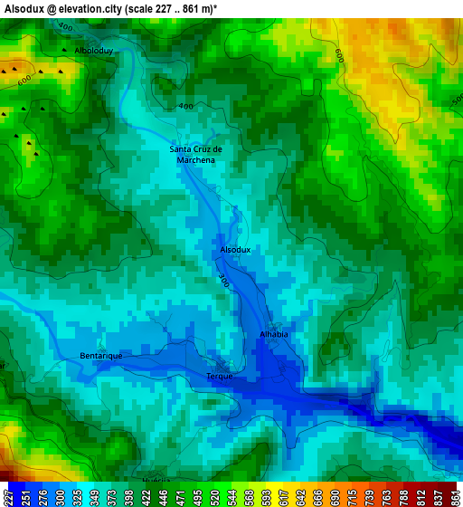 Alsodux elevation map