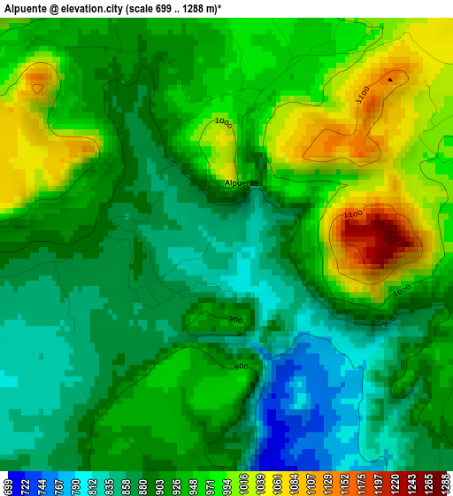 Alpuente elevation map