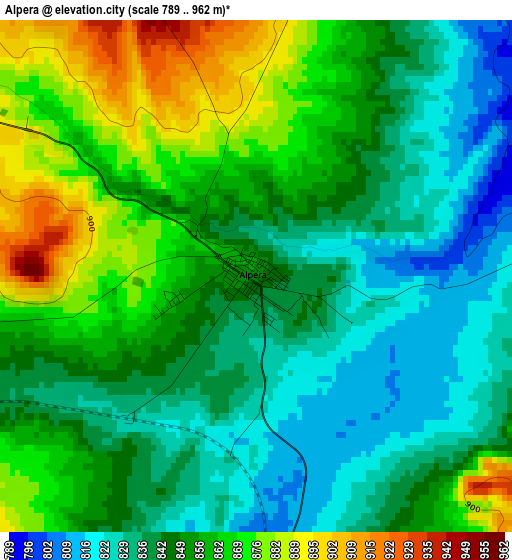 Alpera elevation map