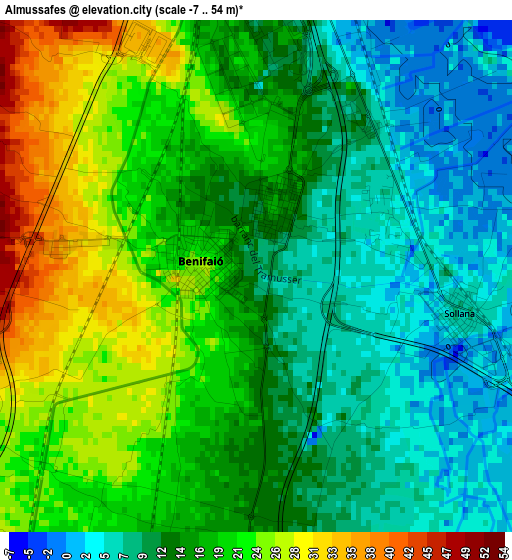 Almussafes elevation map