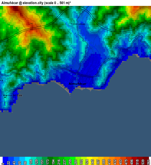 Almuñécar elevation map