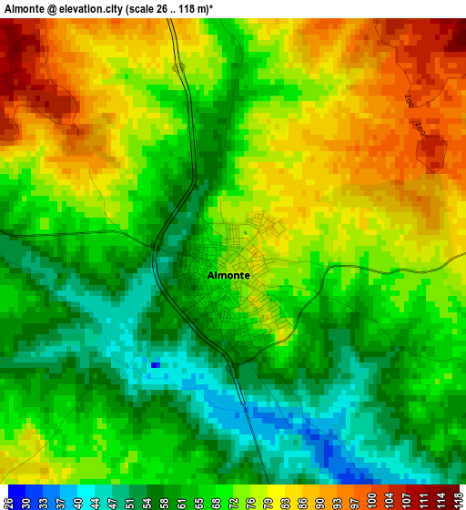 Almonte elevation map