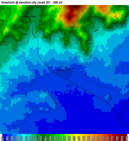 Almoharín elevation map