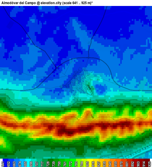 Almodóvar del Campo elevation map