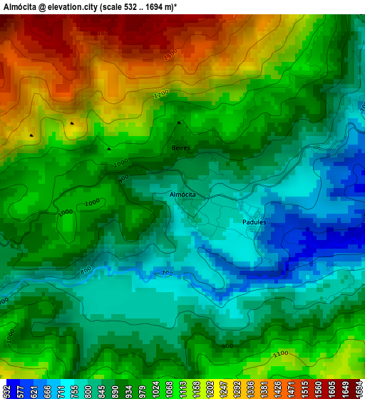 Almócita elevation map