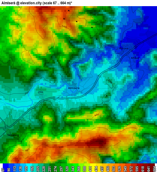 Almiserà elevation map