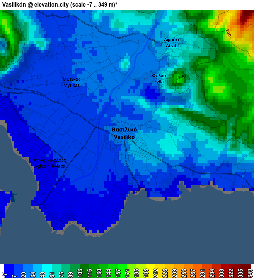 Vasilikón elevation map