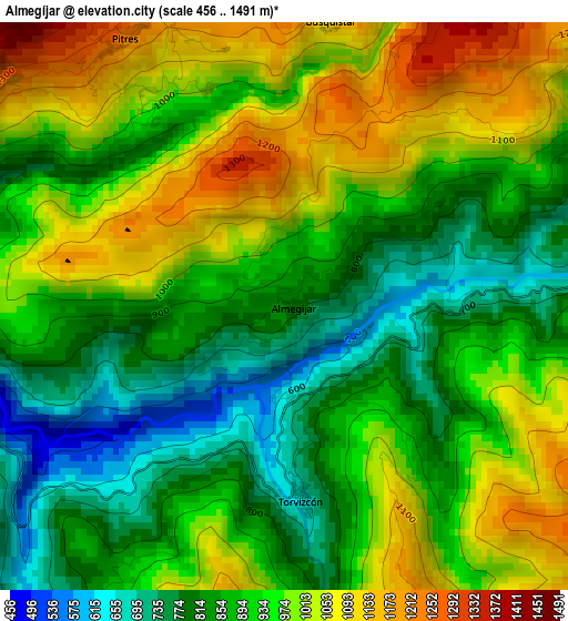 Almegíjar elevation map