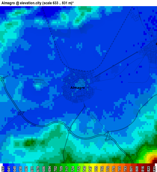 Almagro elevation map