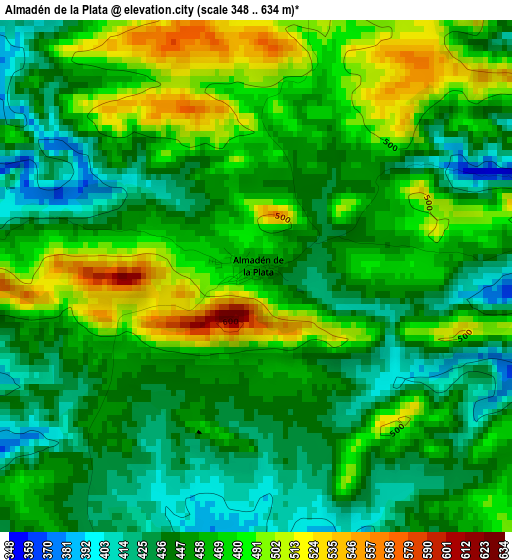 Almadén de la Plata elevation map