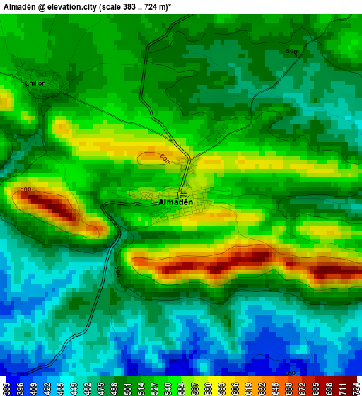 Almadén elevation map