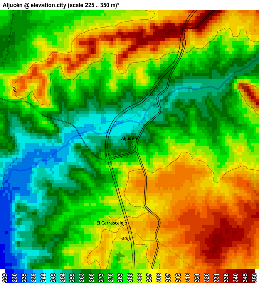Aljucén elevation map