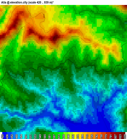 Alía elevation map