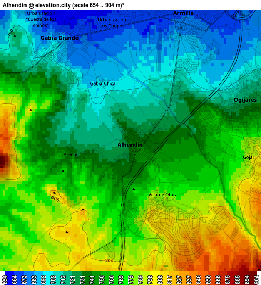 Alhendín elevation map